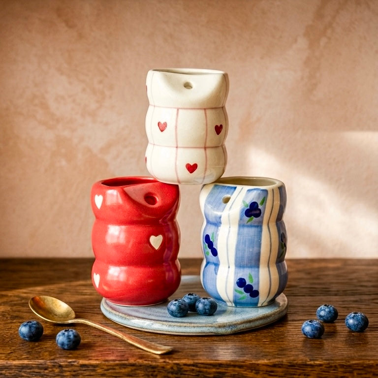 Charming set of 3 Ceramic Sippers