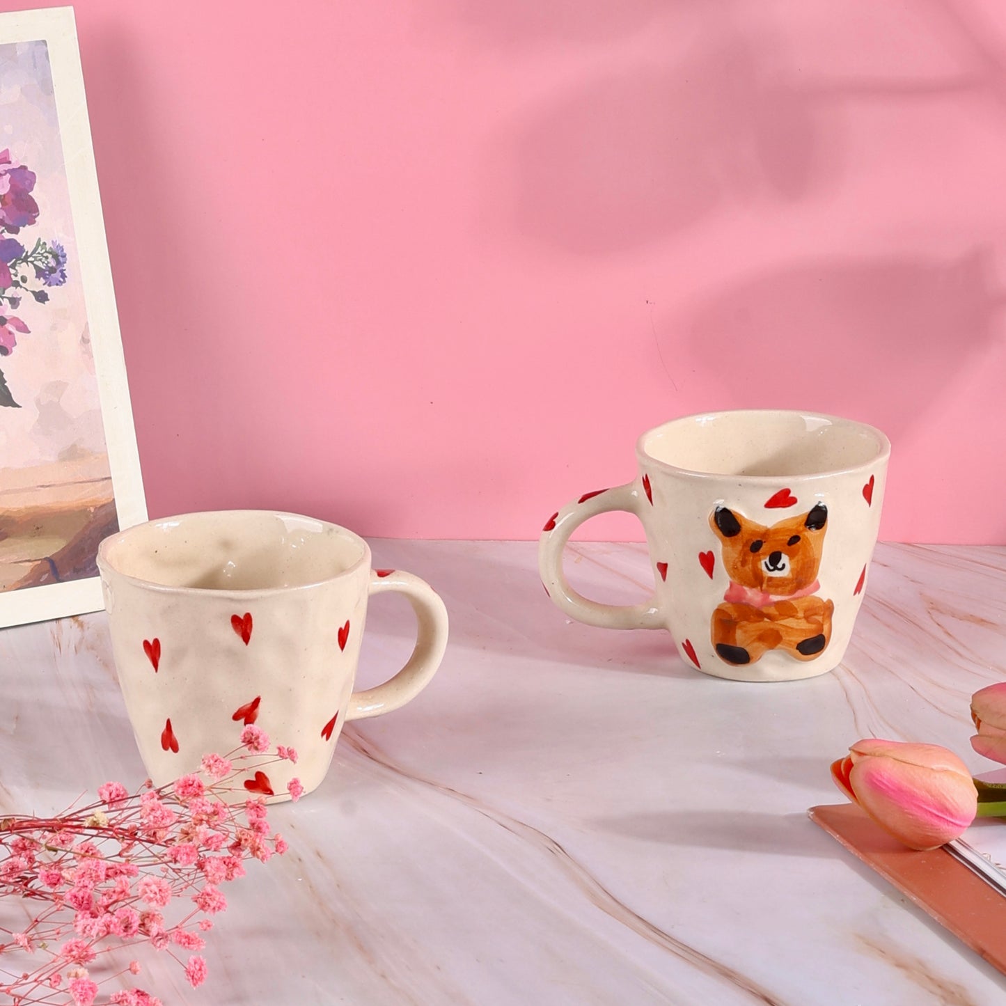 Pixie 3D Teddy Heart Mugs - Set of 2