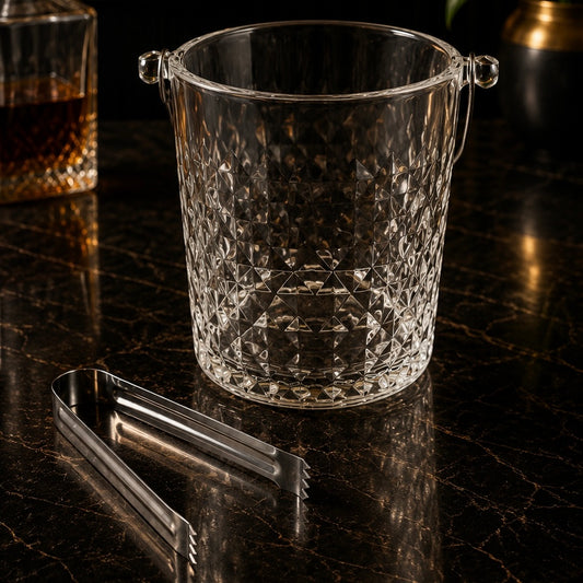 Prism Glass Ice Bucket with Tong