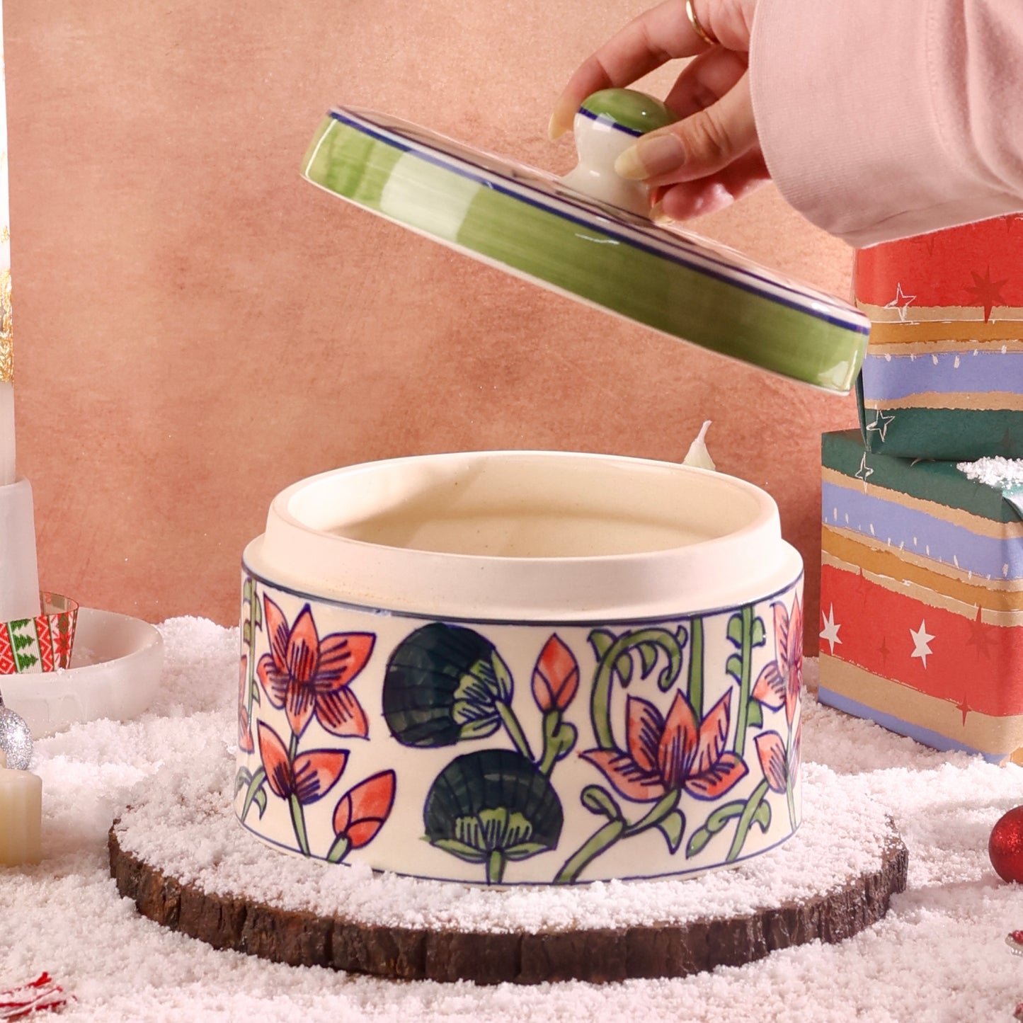 Large Ceramic Handpainted Treasure Box