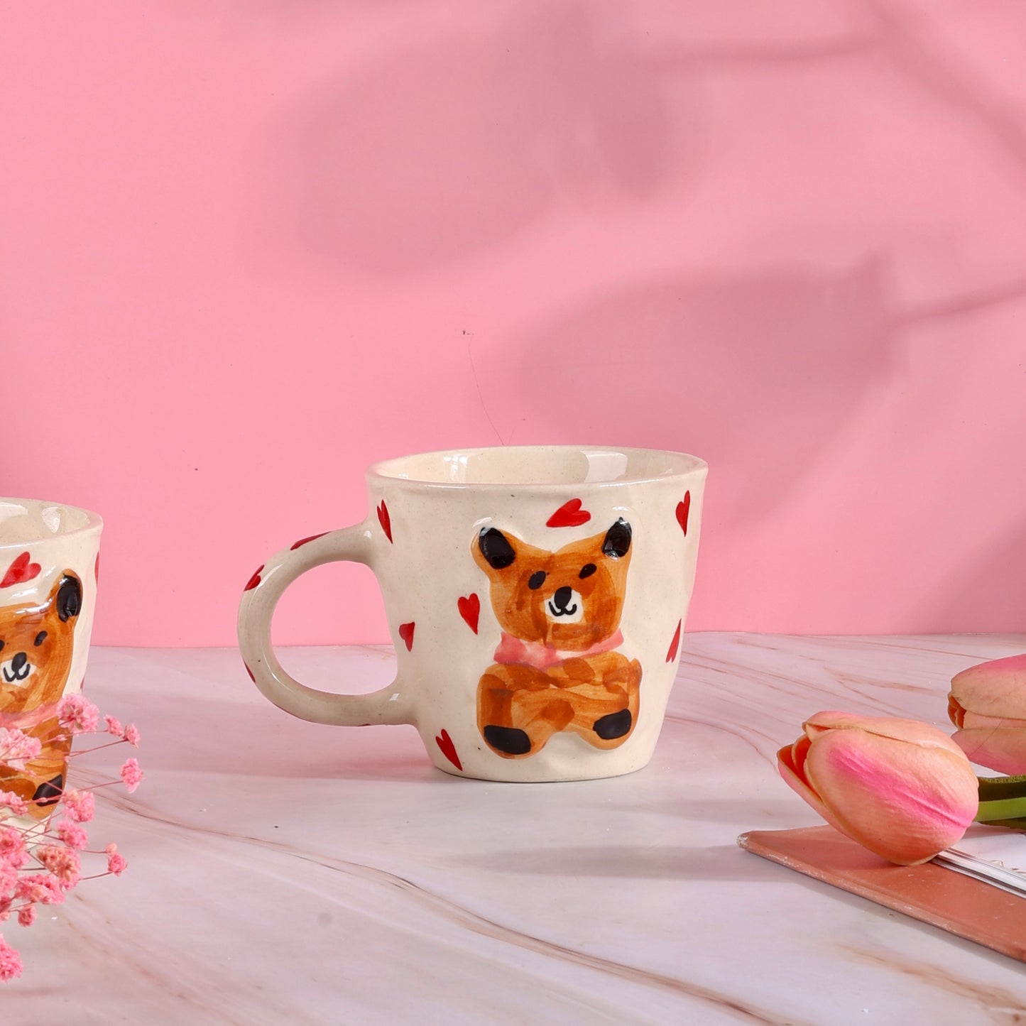 Pixie 3D Teddy Heart Mugs - Set of 2