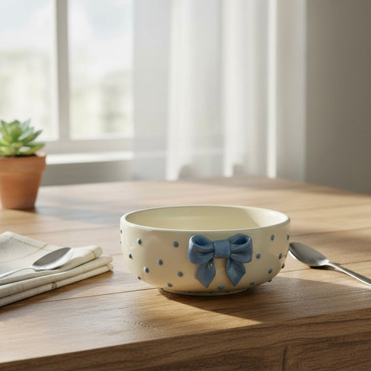 Blue Bow Polka All Purpose Bowl