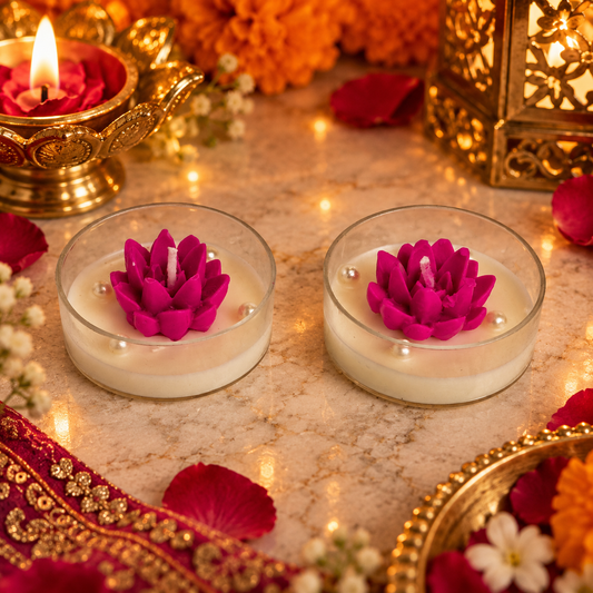 Lily Scented Lotus soy wax jumbo tealight candles - Set of 2
