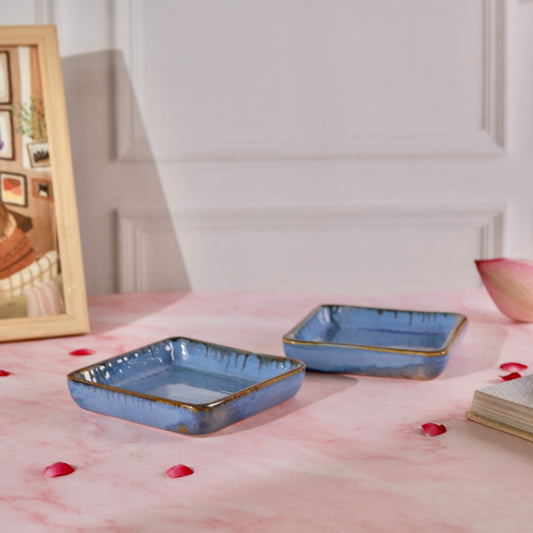 Blue Square Dessert Plate Small - Pack of one