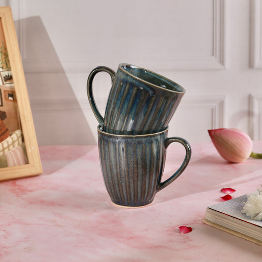 Green Fluted Mug - Set of 2