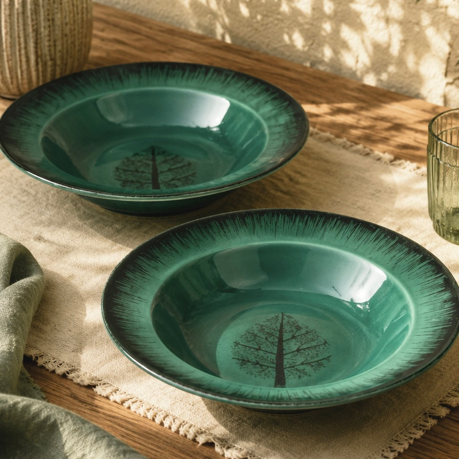 Handcrafted Rustic Fern Pasta Plate Large