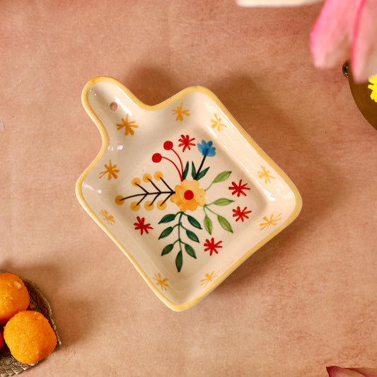 Yellow Blossom Handpainted Handle Platter