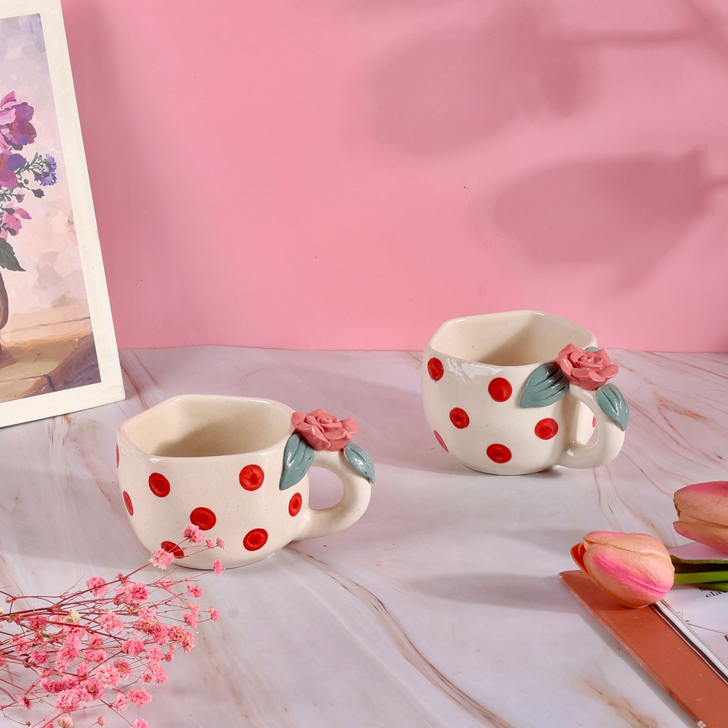 Pixie 4D Rose Polka Mugs - Set of 2