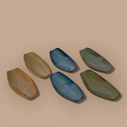 Set of 6 Tapas Boat Shaped Individual Serving Plates