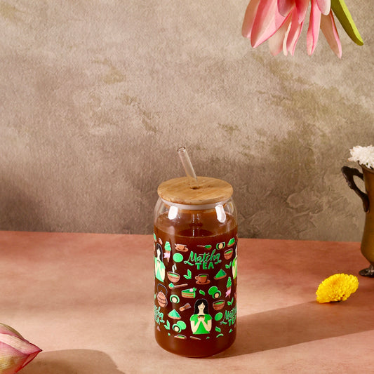 Matcha Muse Ophelia Glass Sipper - with UV DTF sticker