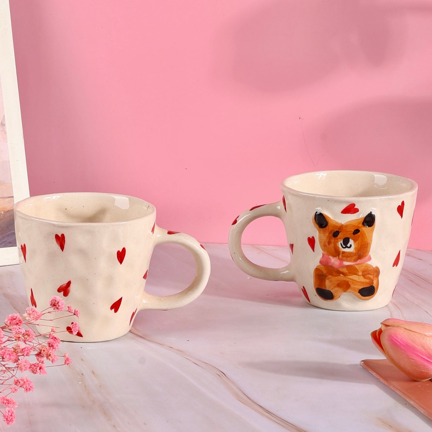 Pixie 3D Teddy Heart Mugs - Set of 2