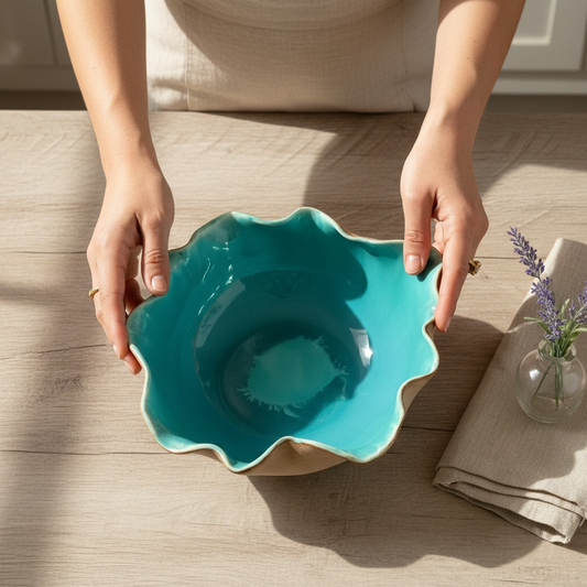 Ocean Whisper Studio Pottery Serving Bowl