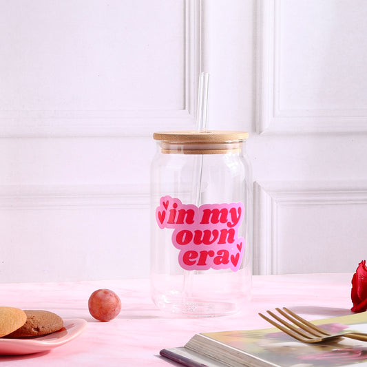 In My Own Era Ophelia Glass Sipper - with UV DTF sticker