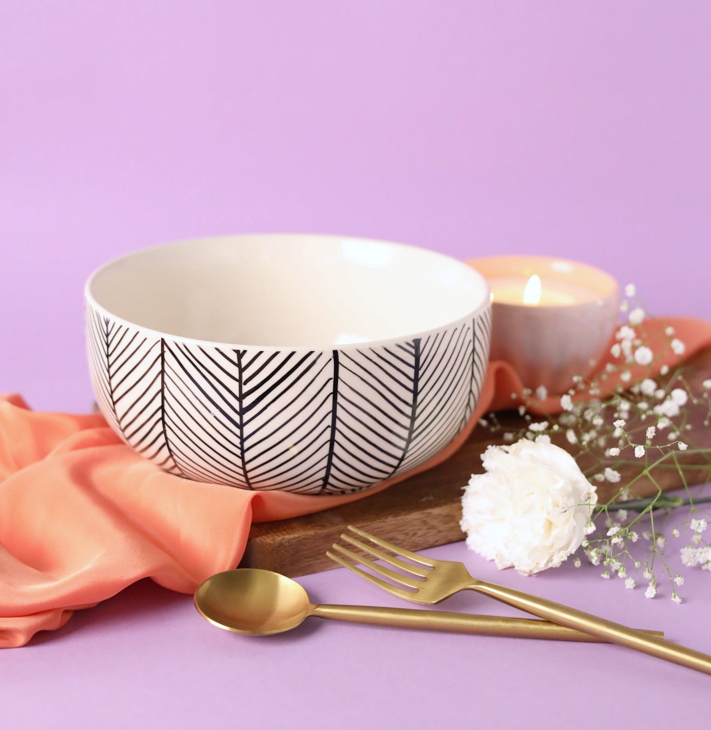 Black Chevron Dinner Set for 6 - 20 pieces