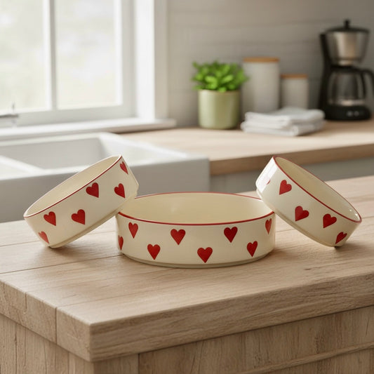 Eternal Heart 3 Piece Nesting Flat Bowl Set