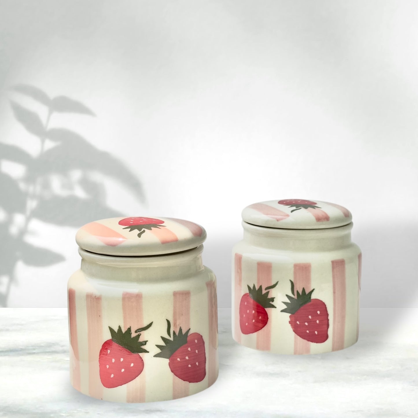 Strawberry Stripe Jar - not airtight - pack of one