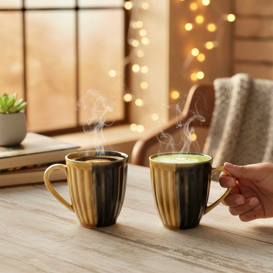 Half and Half Fluted Mug - Set of 2