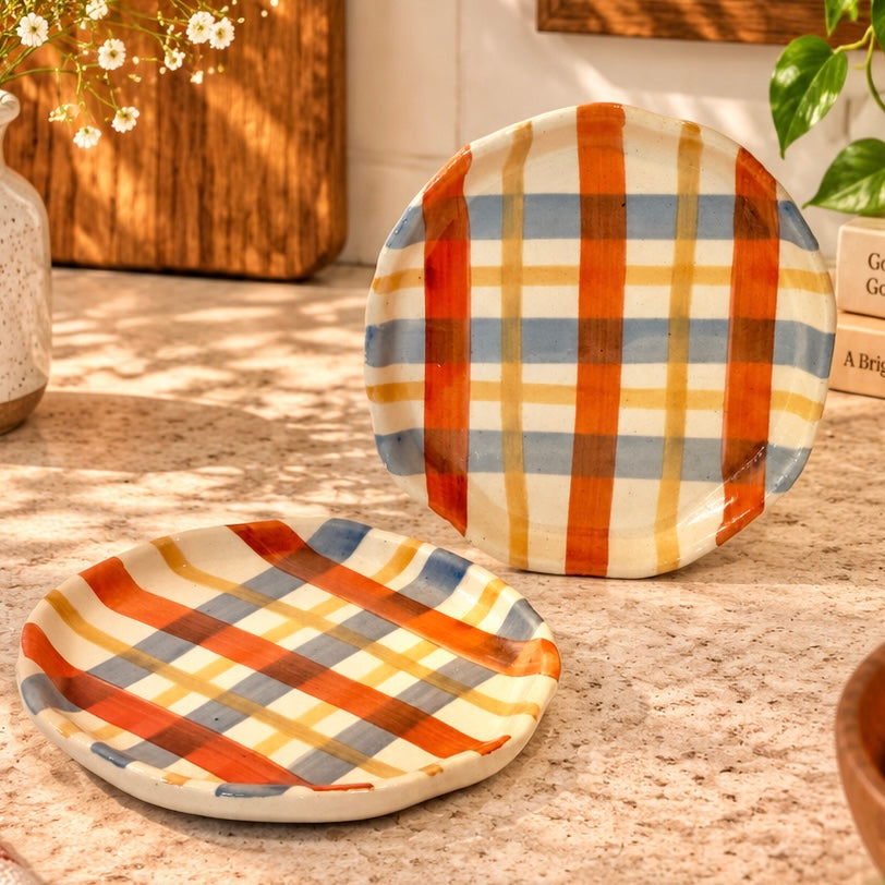 Vibrant Checks Snack Plate - Pack of one