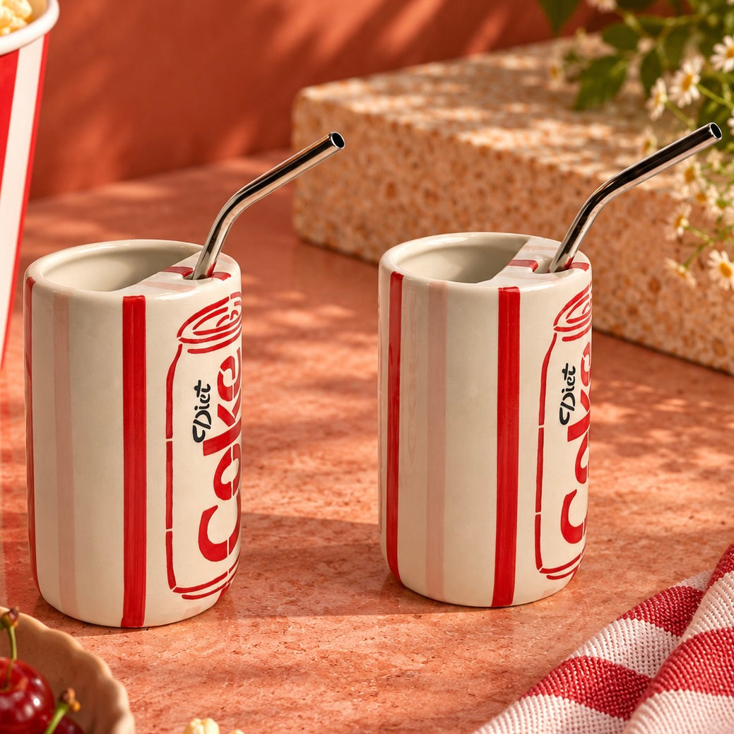 The OG Diet Coke Sippers - with stainless steel straws - Pack of 2