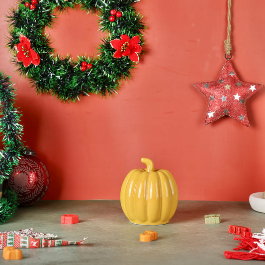Yellow Pumpkin Ceramic Decor