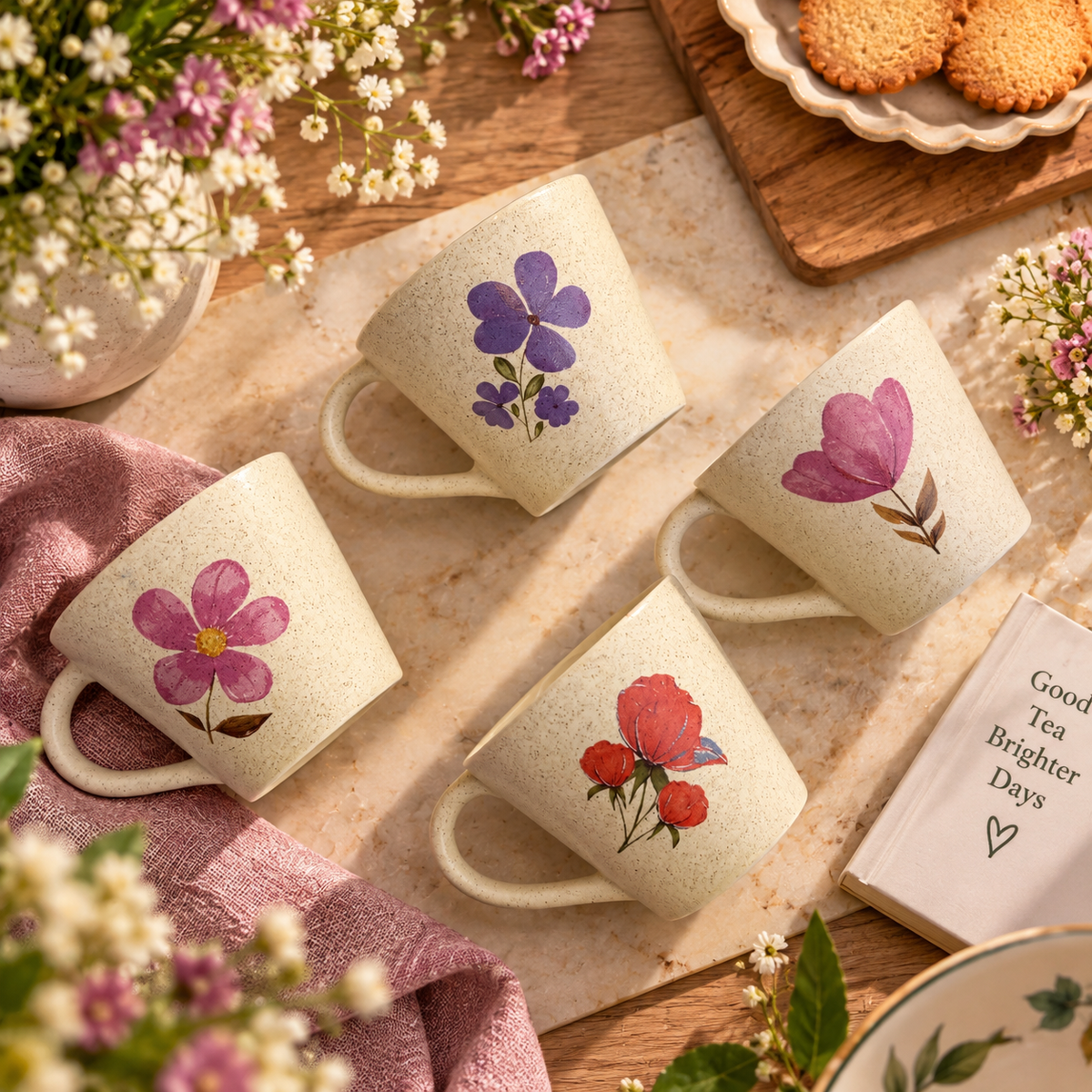 Garden Whispers Cups - Pack of 4