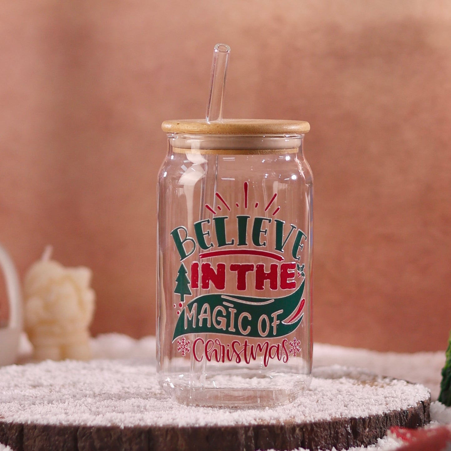 Believe in the Magic of Christmas Sipper with UV DTF Sticker