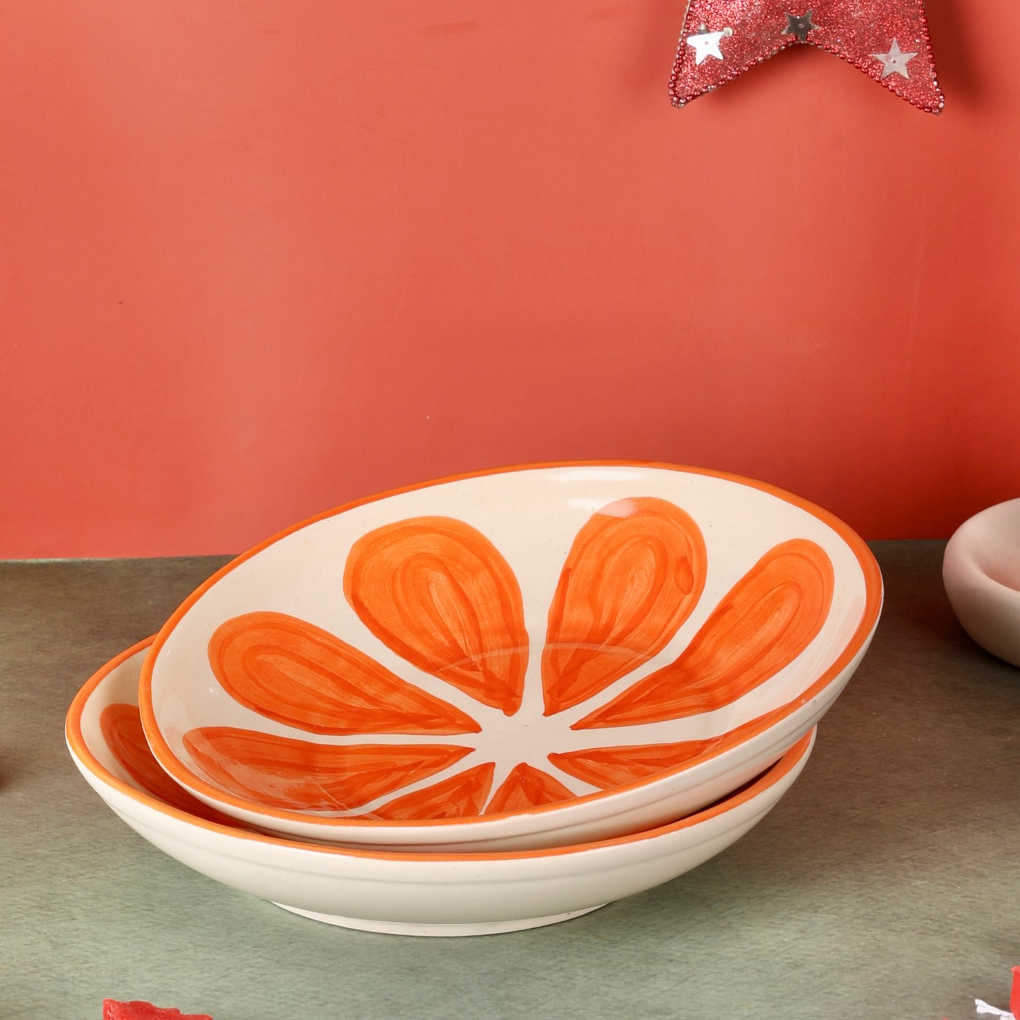 Orange Shallow All Purpose Bowl - Pack of two with Minor Imperfections