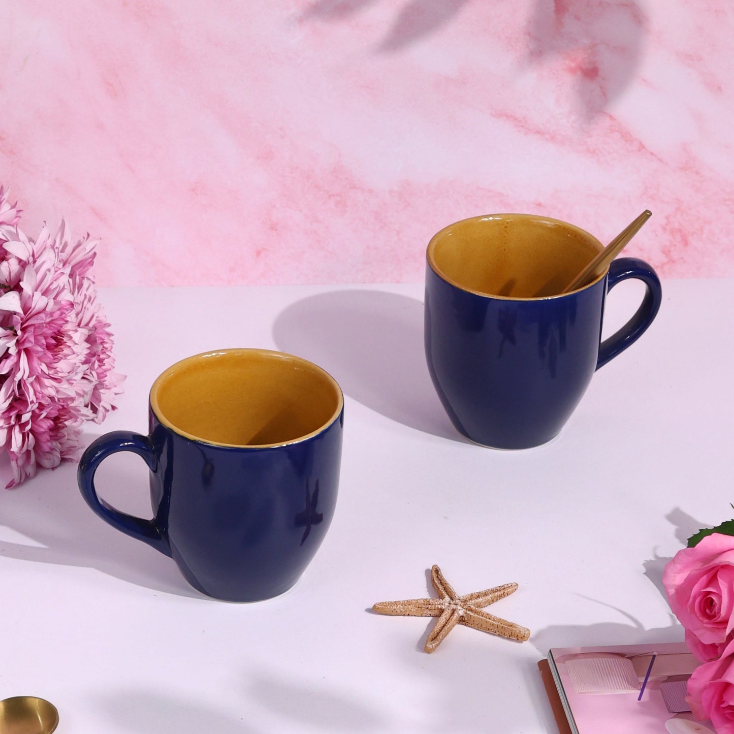 Mustard and Blue or Green XXL Stoneware Mug