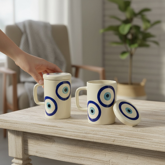 Evil Eye Mug with Lid - Pack of 2