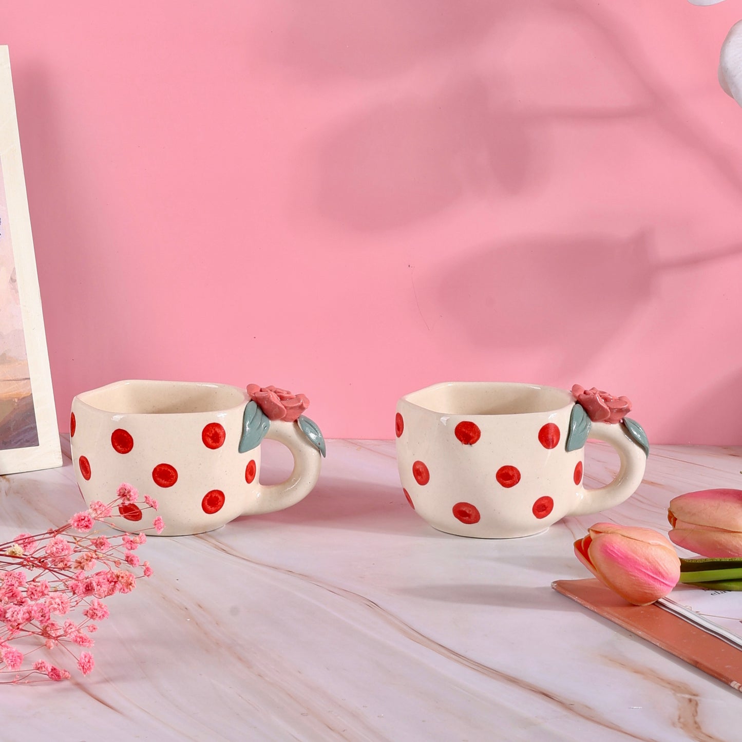 Pixie 4D Rose Polka Mugs - Set of 2