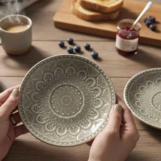 Adah Embossed Studio Pottery Quarter Plate - Pack of one