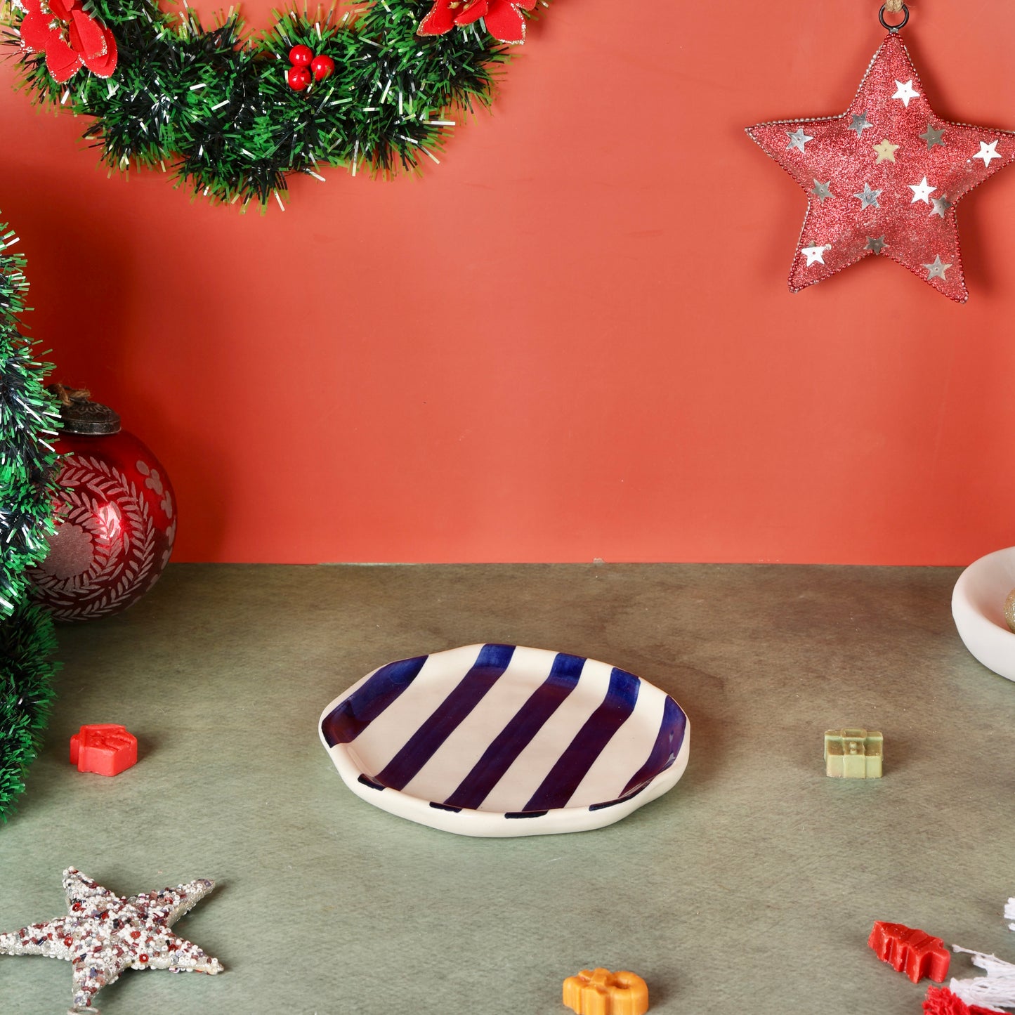 Deep Blue Zen Stripe Snack Plate - Pack of one