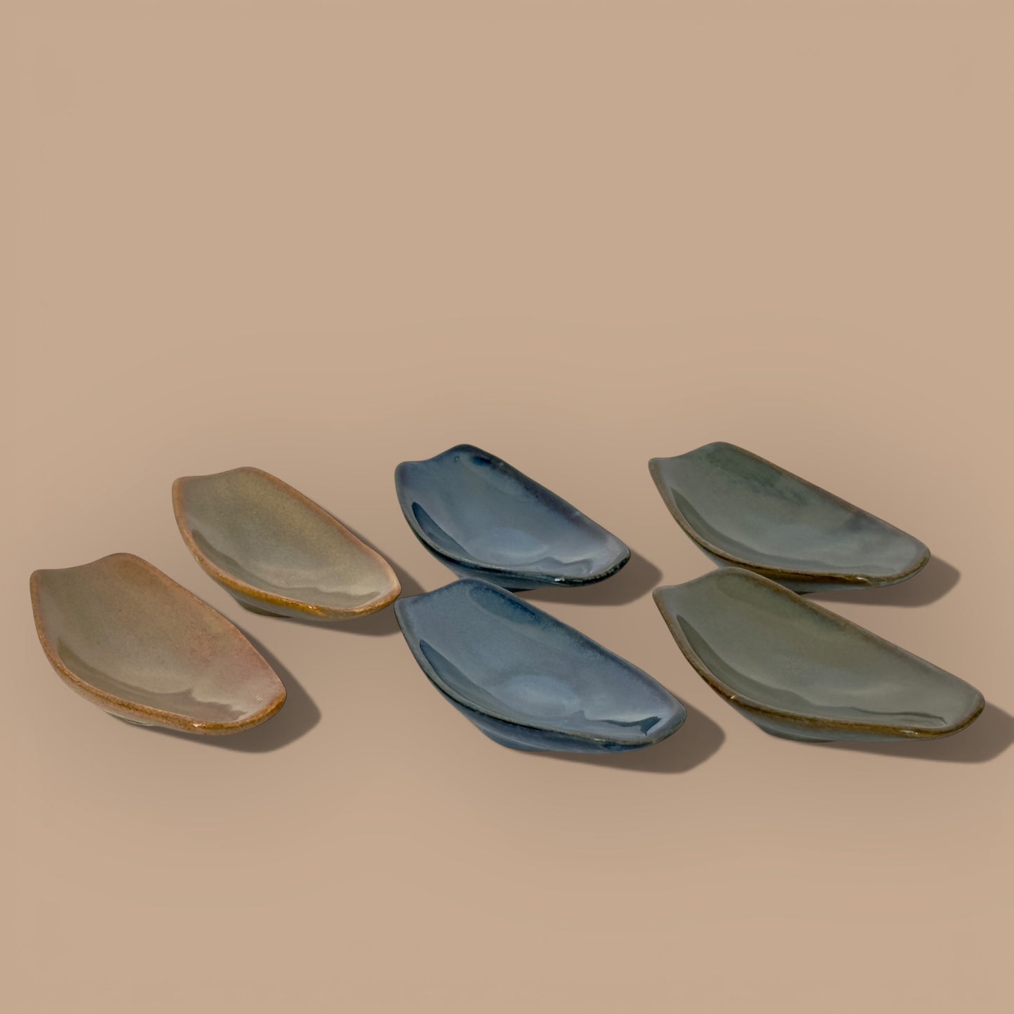 Set of 6 Tapas Boat Shaped Individual Serving Plates