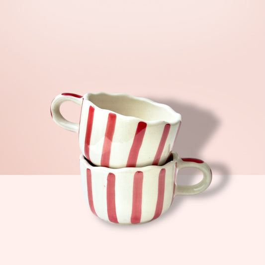 Red Whimsical Stripes Mug - Set of 2