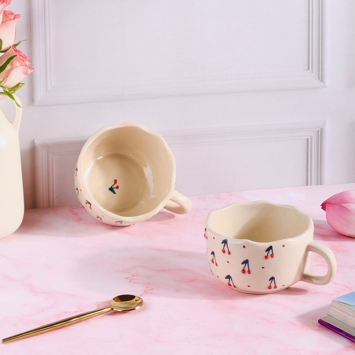 Cheeky Cherry Handmade Wide Mug - Pack of one