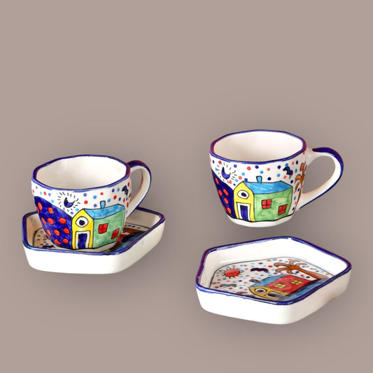 Starry Sky Duo Cup and Snack Plate Set