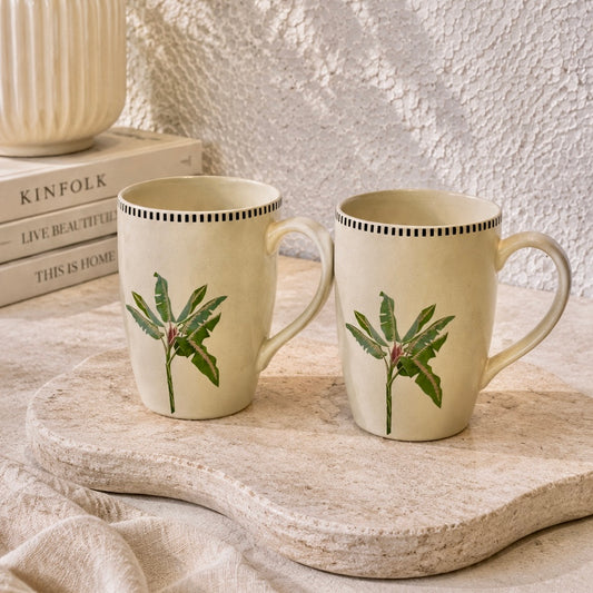 Birds of Paradise Botanical Printed Mugs - Set of 2
