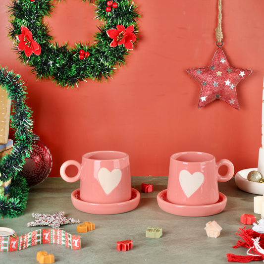 Eternal Heart Duo Mug and Snack Plate - Pink