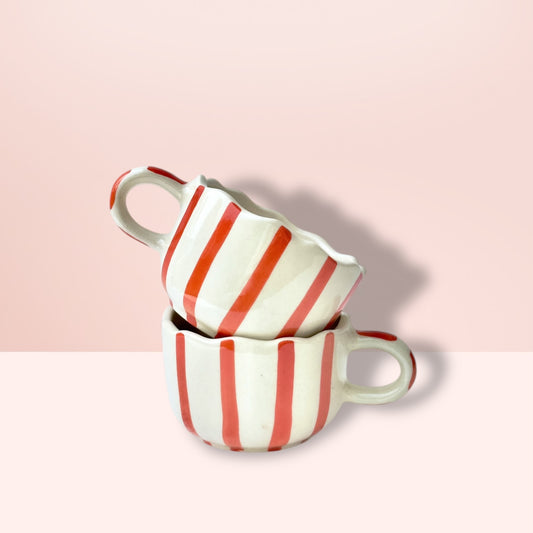 Orange Whimsical Stripes Mug - Set of 2