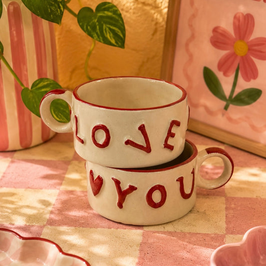 I Love You Embossed Mug - Set of 2