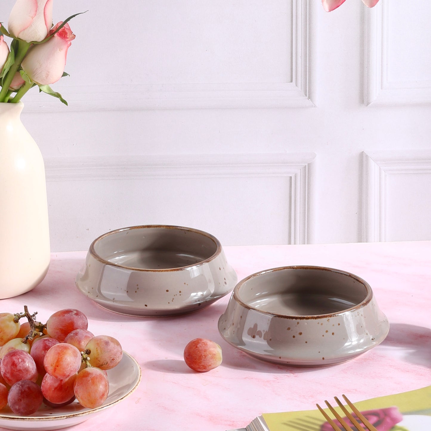 Grey Curvy Snack Bowl - Set of 2