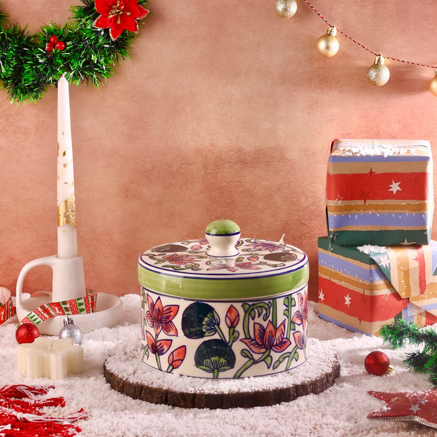Large Ceramic Handpainted Treasure Box