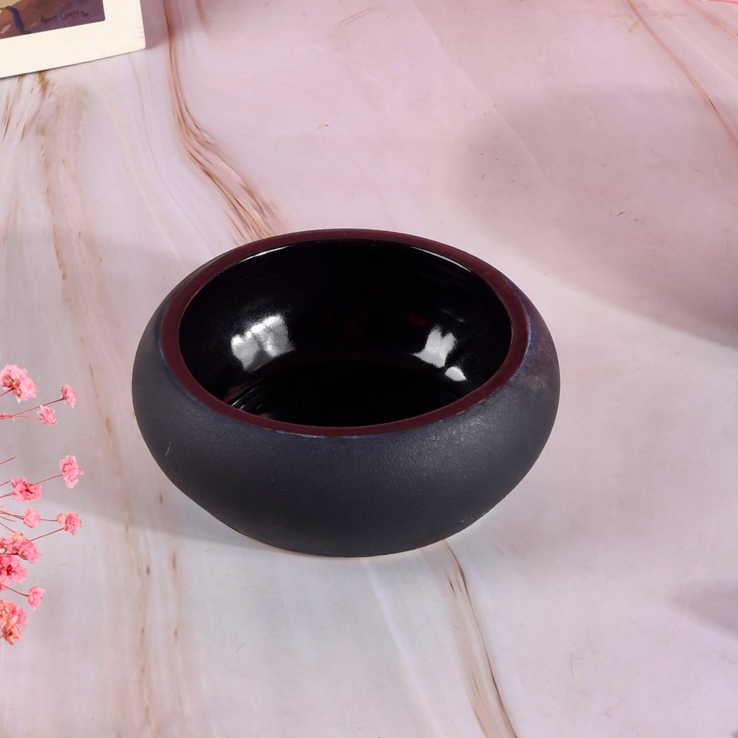 Matte Black Curvy Snack Bowl - Set of 2