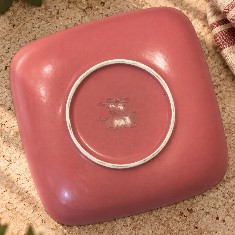 Matte Pink Square Uneven Snack Bowl - with an imperfection