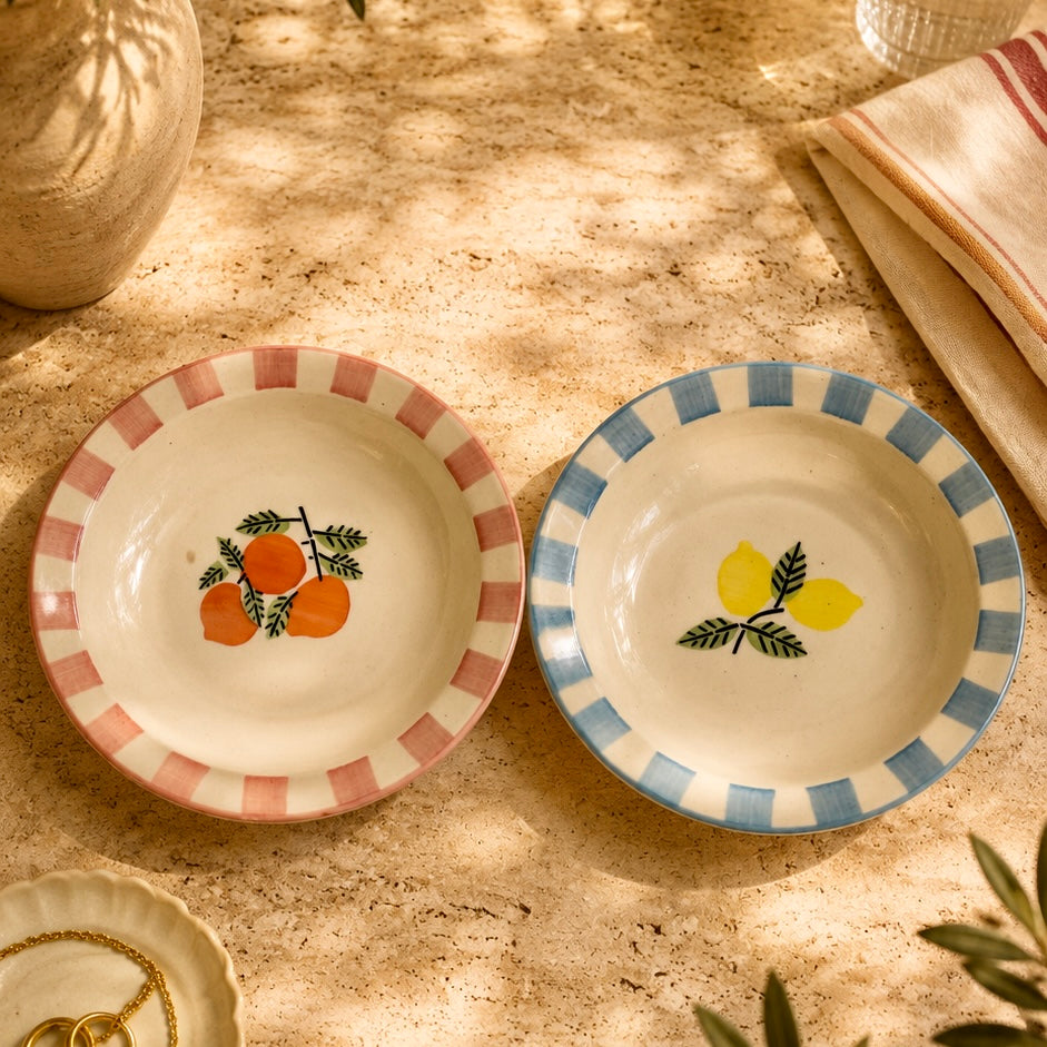 Citrus Stripes Pasta Plates Duo - Pack of two