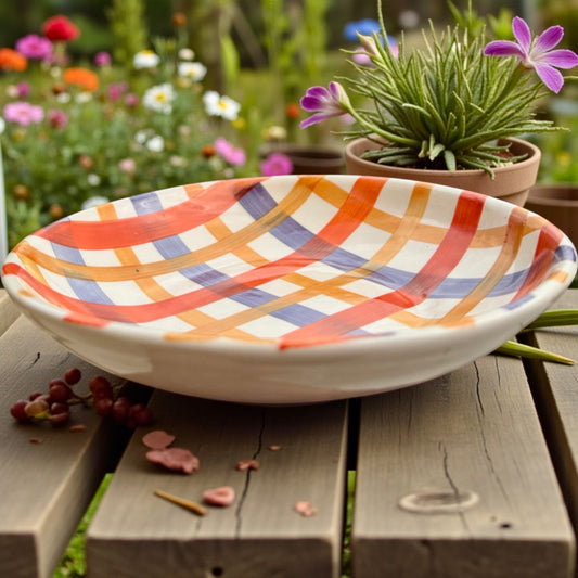 Vibrant Checks Shallow All Purpose Bowl - Pack of one