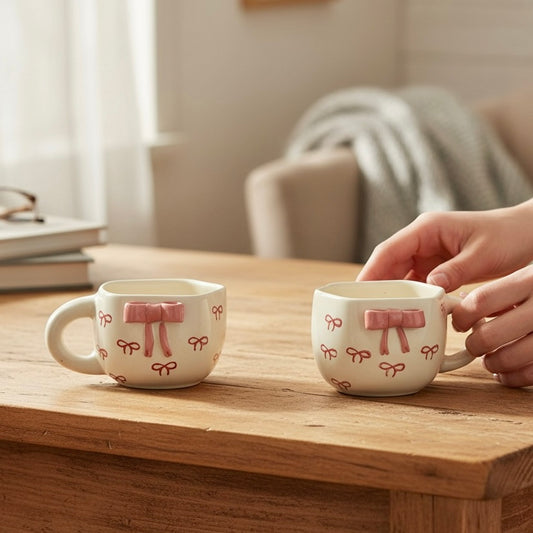 Pixie Pink 4D Bow Mugs - Set of 2
