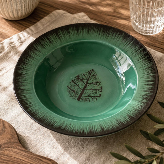 Handcrafted Rustic Fern Pasta Plate Large