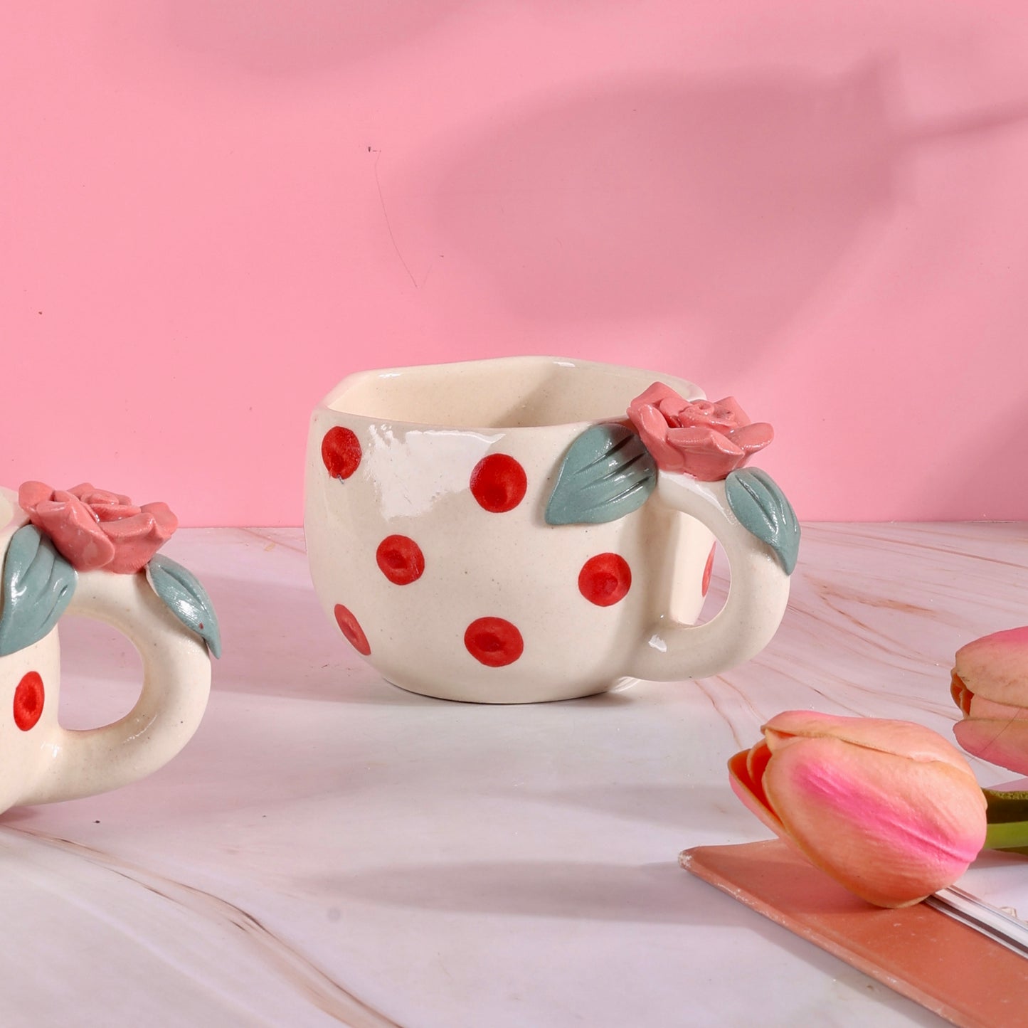 Pixie 4D Rose Polka Mugs - Set of 2