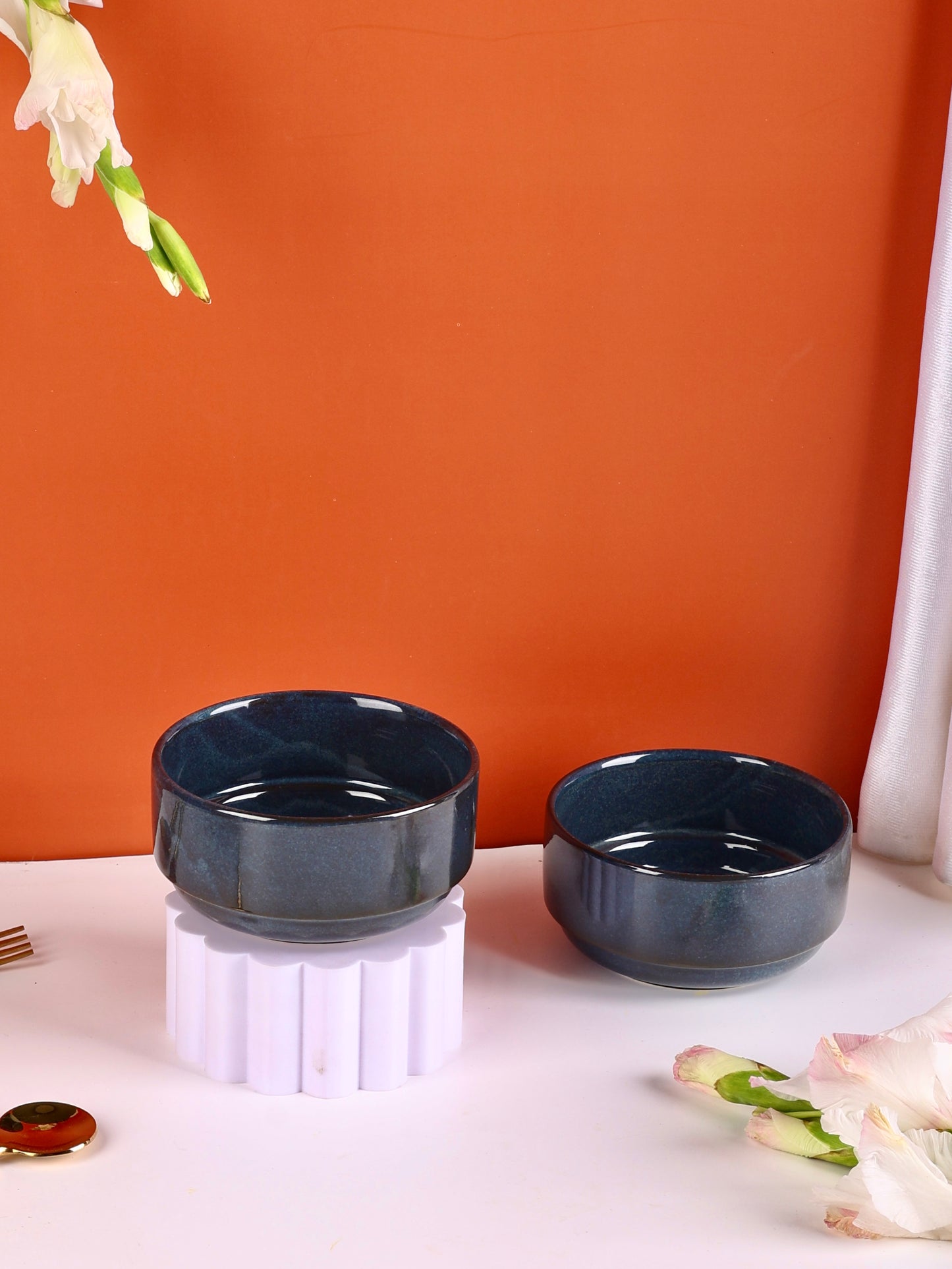 Navy Blue Soup or Snack Bowl